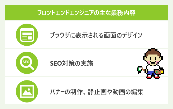 フロントエンドエンジニアの主な業務内容