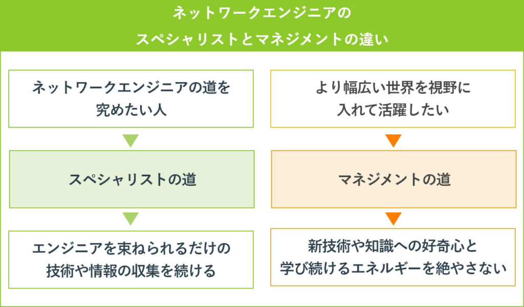 ネットワークエンジニアのスペシャリストとマネジメントの道の違い